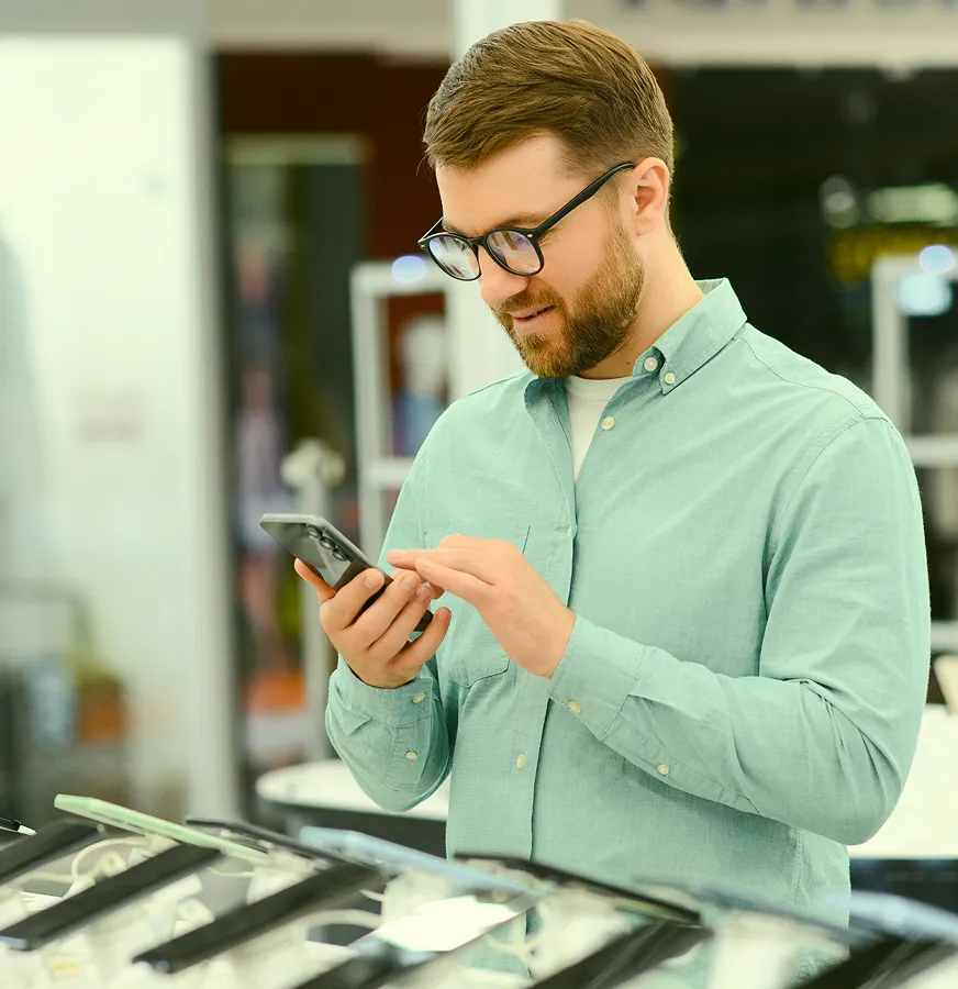 A man holding a mobile phone