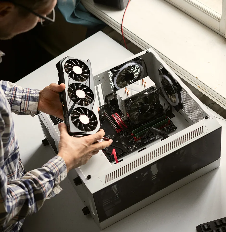A person building his computer